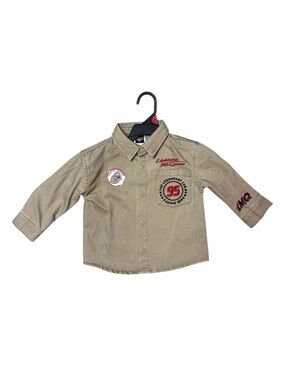 Disney Pixar Cars Beige Racing Shirt for Kids, Lightning McQueen, size 2T